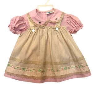 Vintage Tiny Tots Originals Jumper Dress Cream Pink 18M